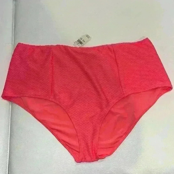 Aerie -  Ribbed High Waisted coral Full Coverage Bikini Bottoms NWT SZ XXL - Picture 1 of 4